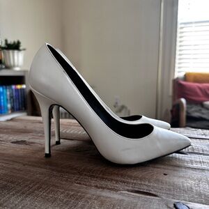 LFL | Elegant White Heels, Synthetic, Size 8.5